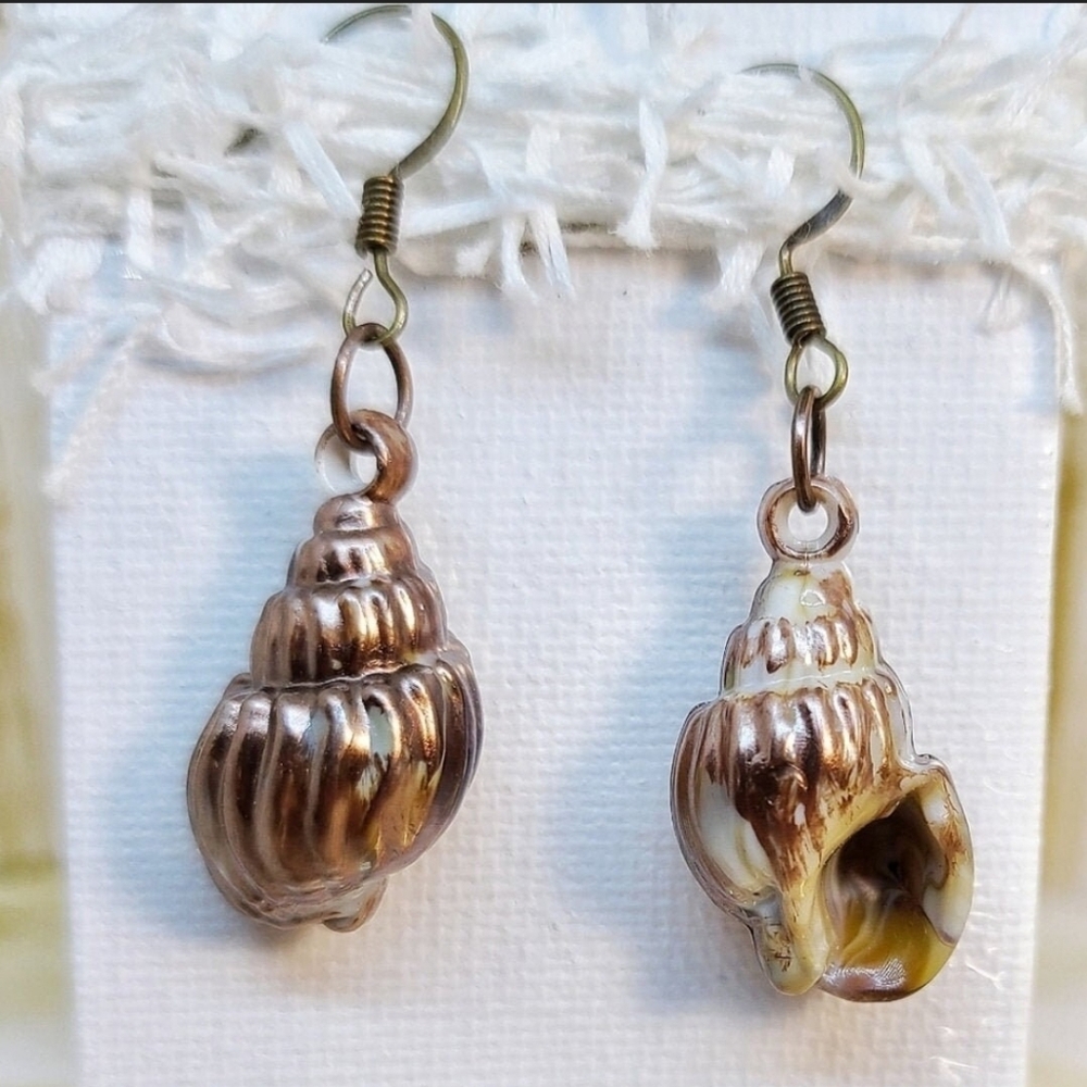 🆕️ Brown Seashell Acrylic Earrings A1